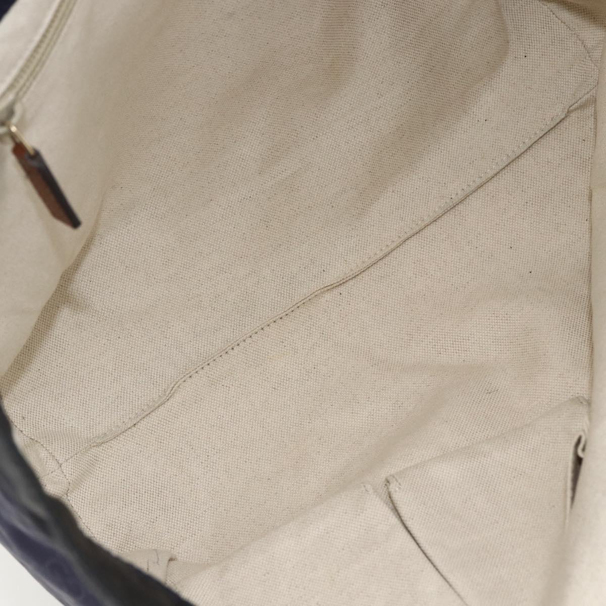 GUCCI GG Canvas Tote Bag Nylon Navy Gold 282439 Auth BSZ426