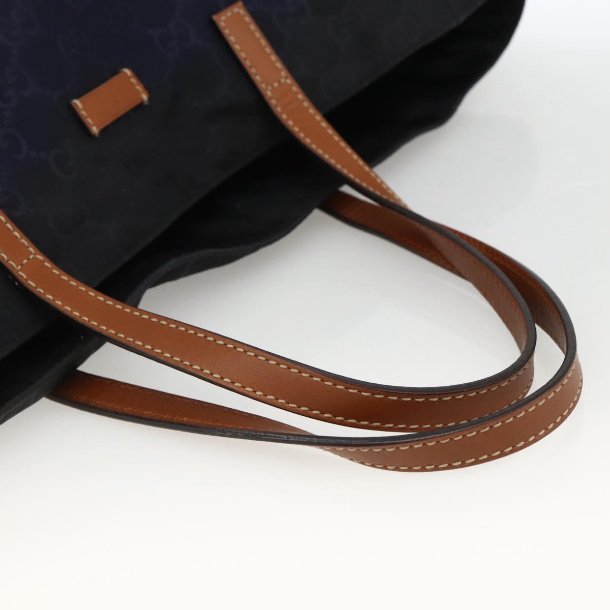 GUCCI GG Canvas Tote Bag Nylon Navy Gold 282439 Auth BSZ426