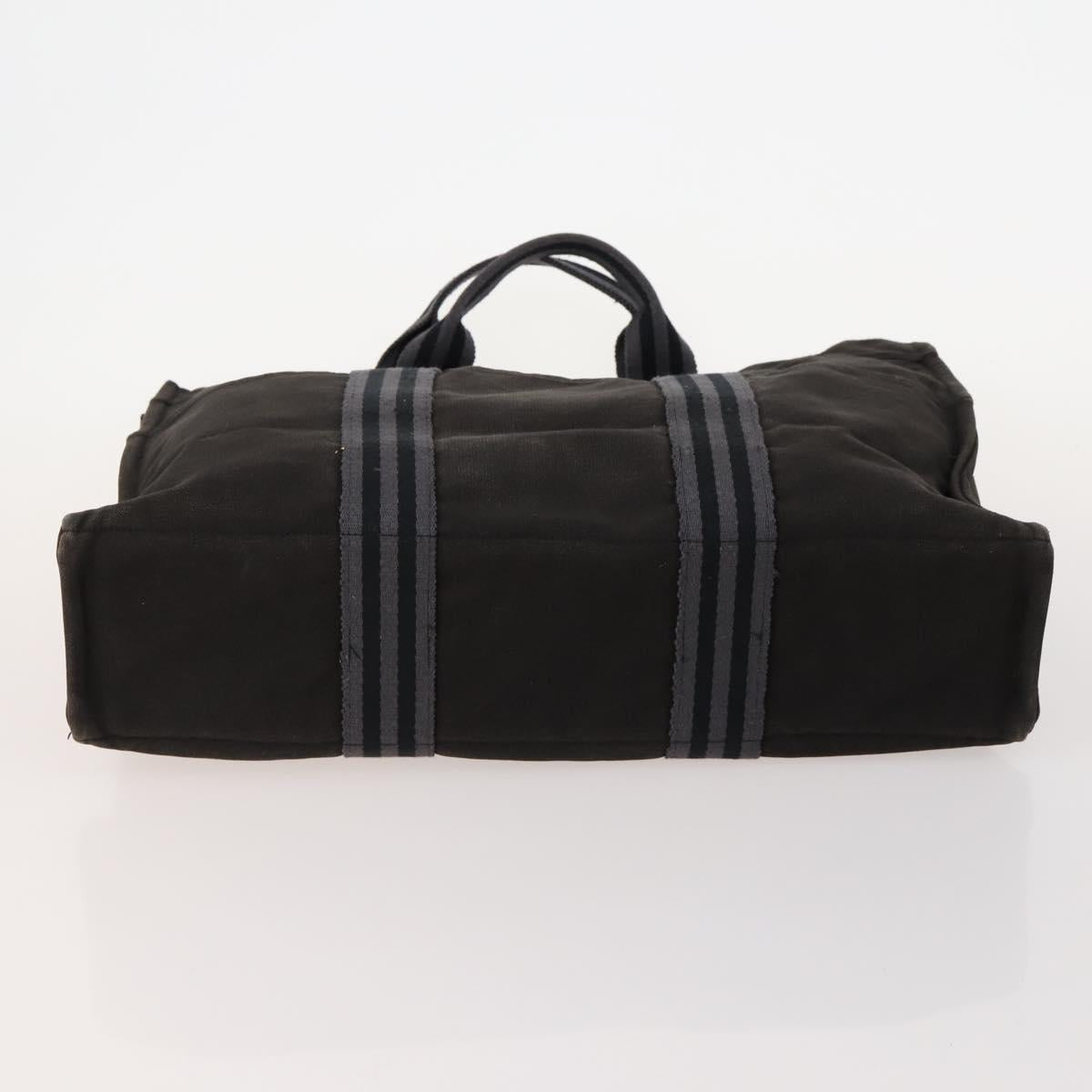 HERMES Fourre Tout Hand Bag Canvas 5 Set Black Red Navy Auth BSZ443