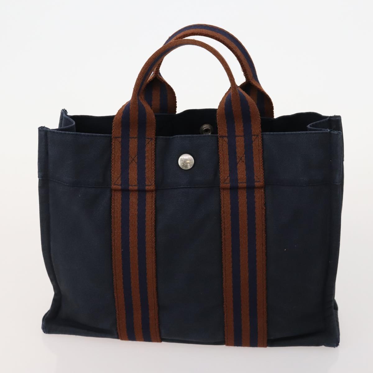 HERMES Fourre Tout Hand Bag Canvas 5 Set Black Red Navy Auth BSZ443