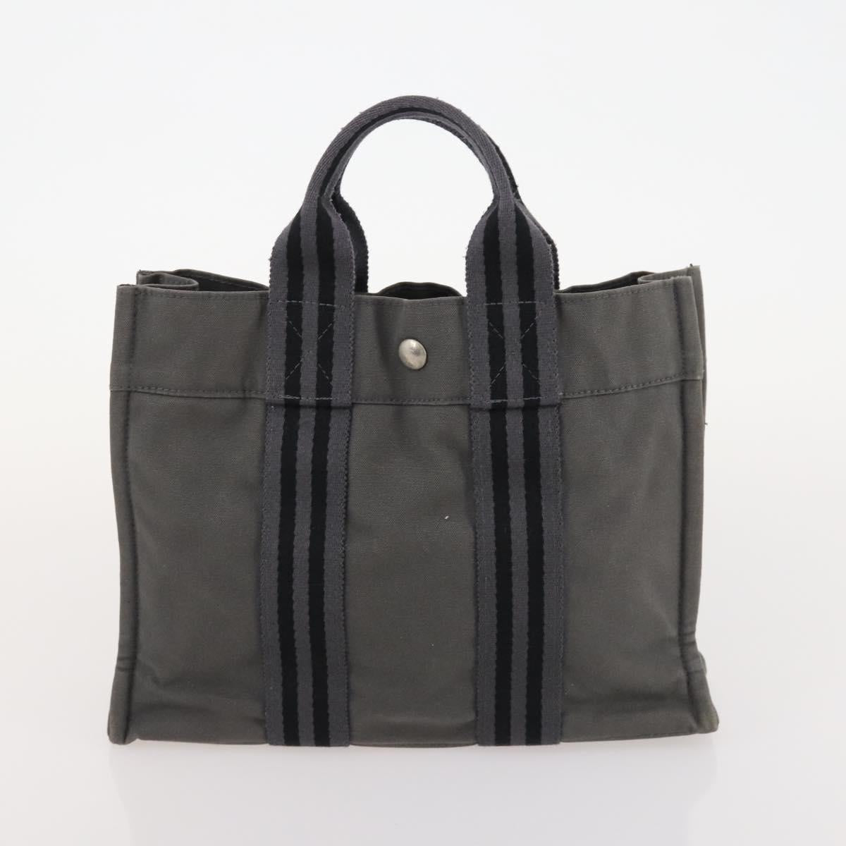 HERMES Fourre Tout Hand Bag Canvas 5 Set Black Red Navy Auth BSZ443