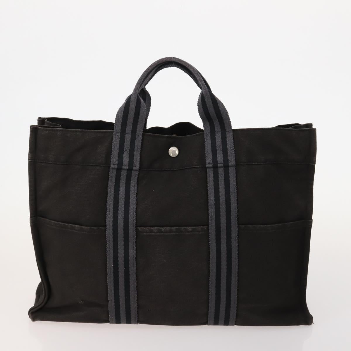 HERMES Fourre Tout Hand Bag Canvas 5 Set Black Red Navy Auth BSZ443
