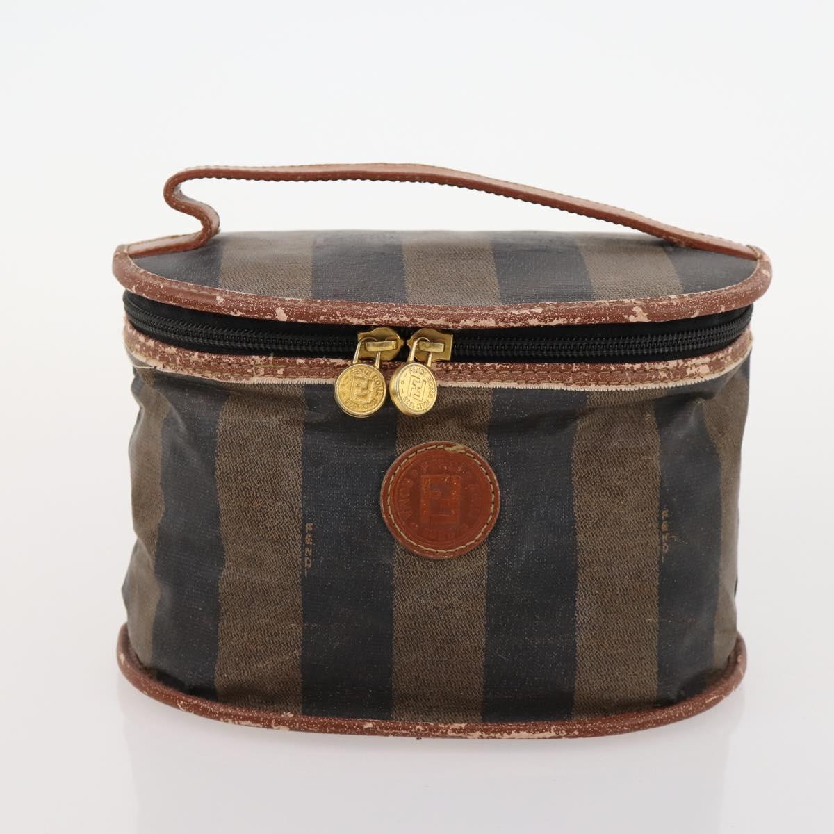 Fendi Chloe Pecan Canvas Hand Bag Leather 4 Set Black Brown Auth BSZ448