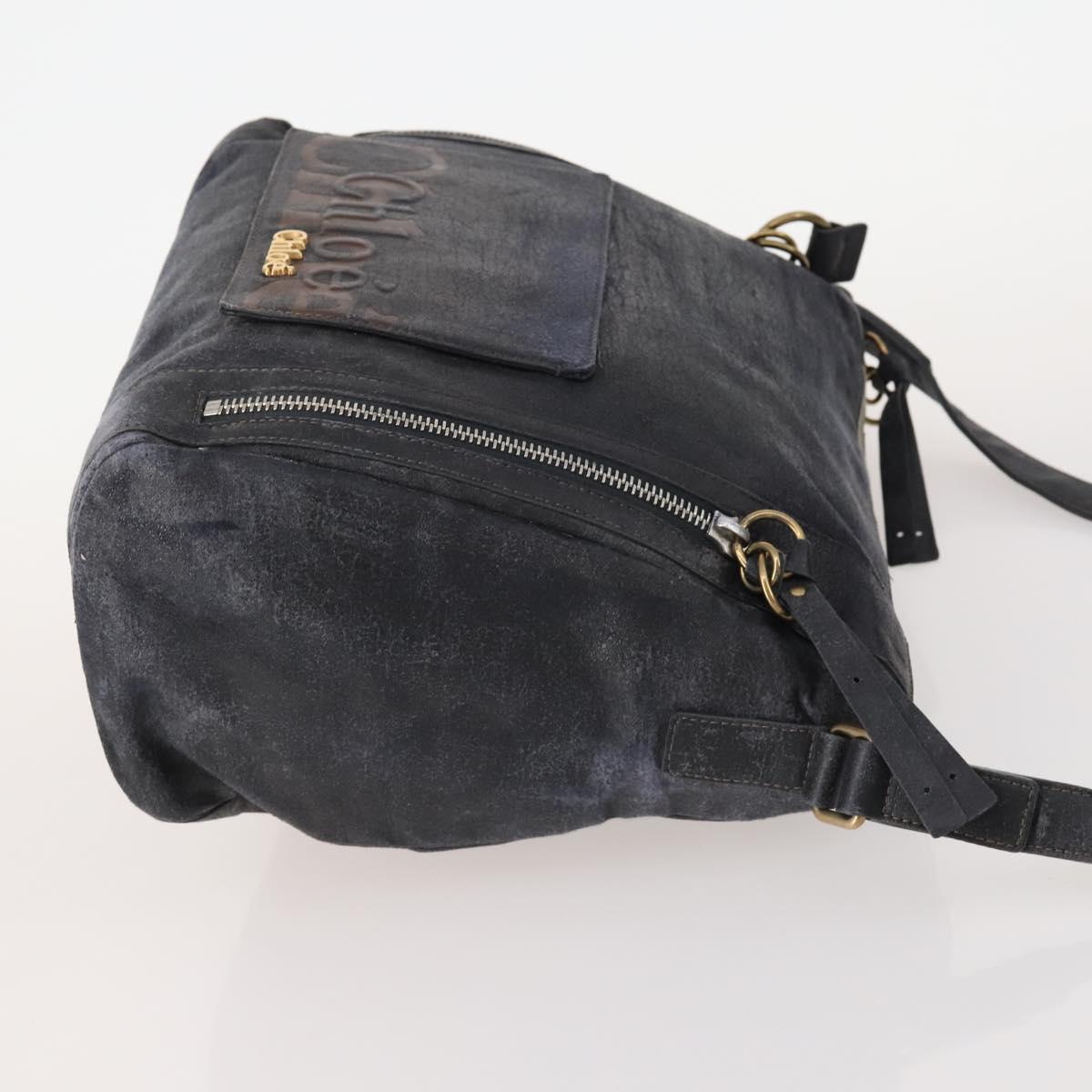 Fendi Chloe Pecan Canvas Hand Bag Leather 4 Set Black Brown Auth BSZ448