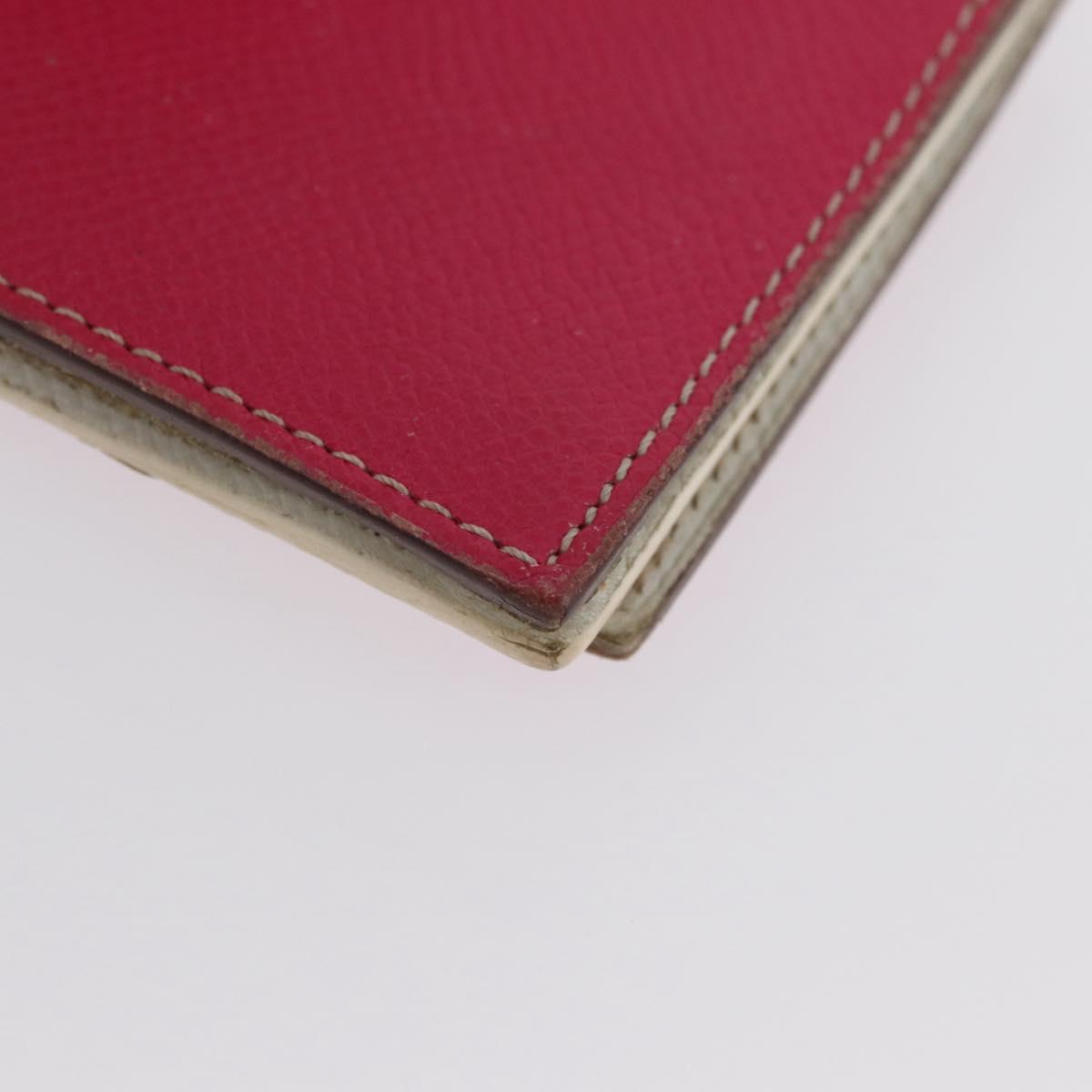 HERMES Bean Soufflé Long Wallet Leather Pink Silver Auth BSZ451