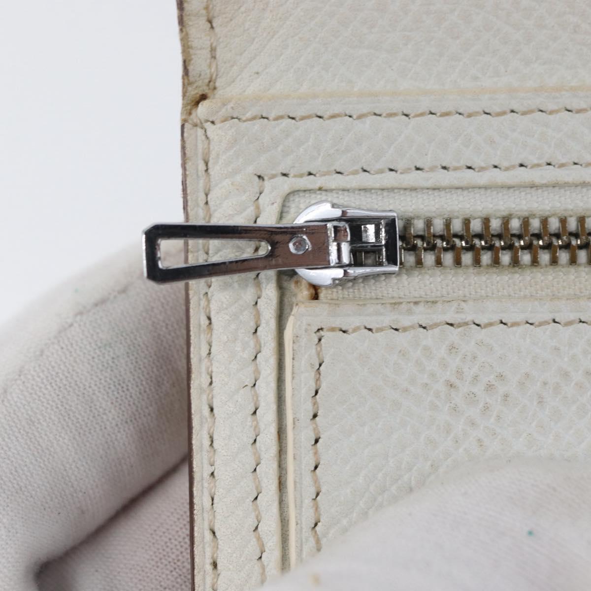 HERMES Bean Soufflé Long Wallet Leather Pink Silver Auth BSZ451