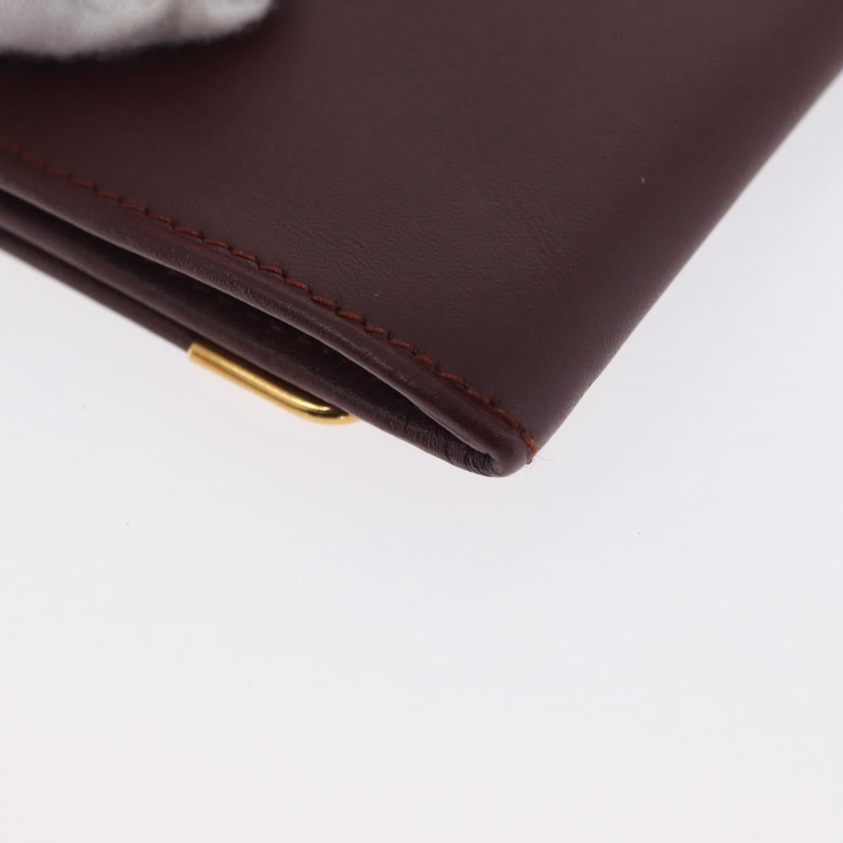 CARTIER Must Line Coin Purse Leather Bordeaux Gold Auth BSZ452A
