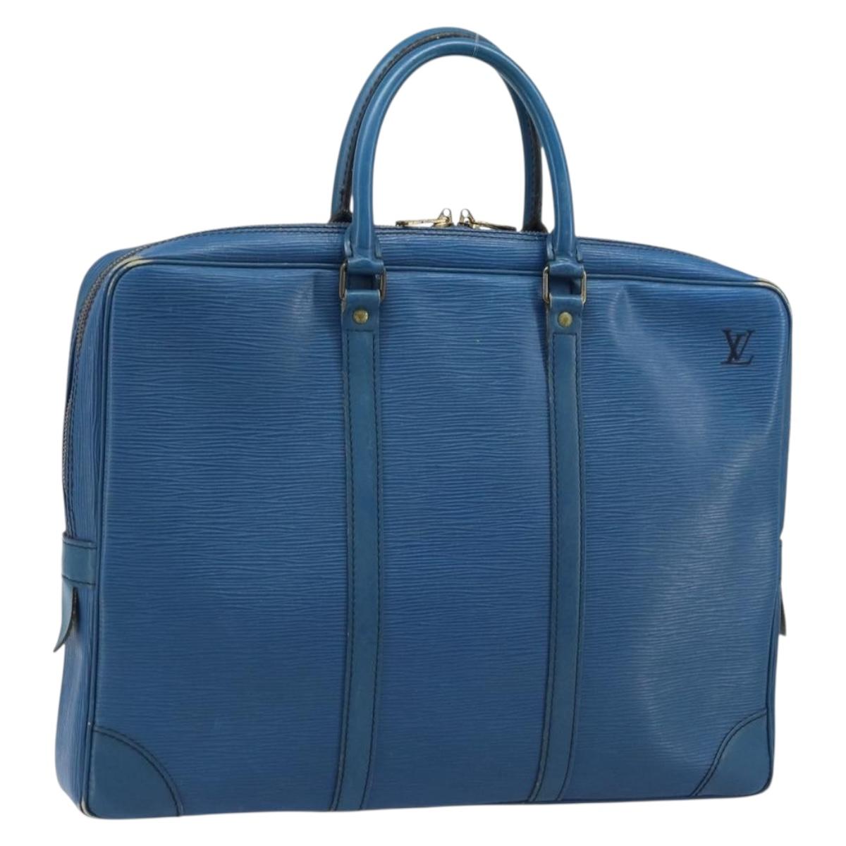 LOUIS VUITTON Epi Porte Documents Voyage Business Bag Blue M41144 LV Auth BSZ487