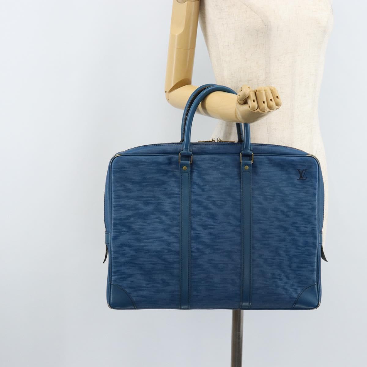 LOUIS VUITTON Epi Porte Documents Voyage Business Bag Blue M41144 LV Auth BSZ487