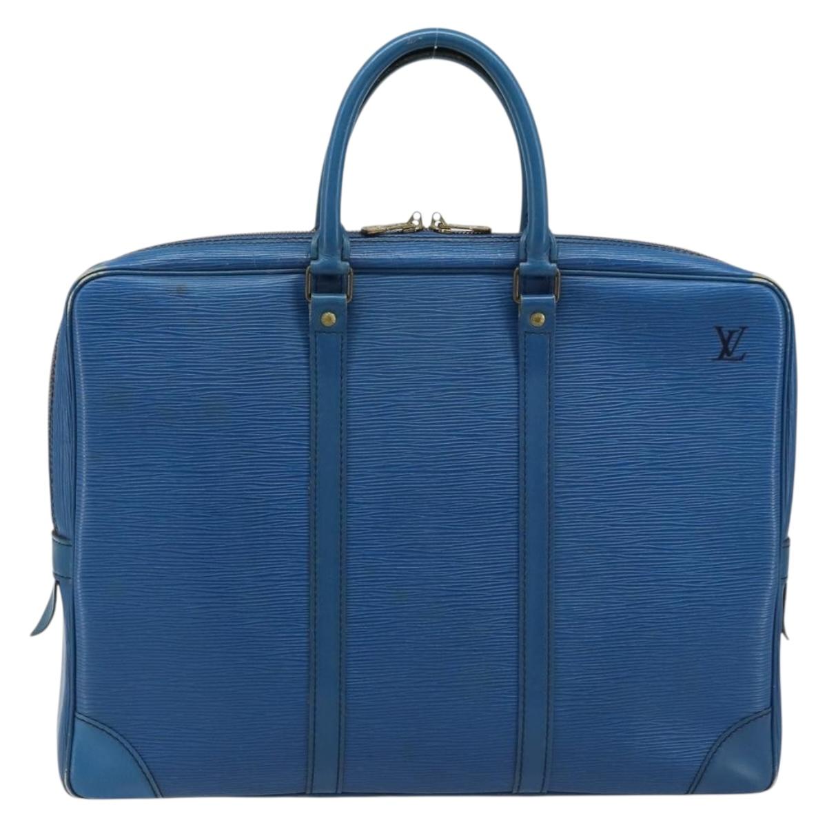 LOUIS VUITTON Epi Porte Documents Voyage Business Bag Blue M41144 LV Auth BSZ487
