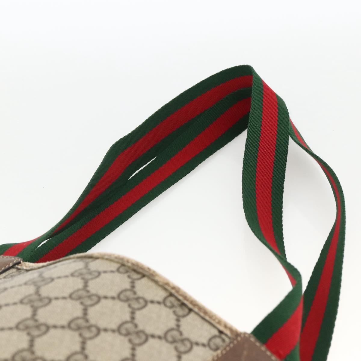 GUCCI GG Supreme Web Sherry Line Tote Bag PVC Beige Gold 39 02 003 Auth BSZ492