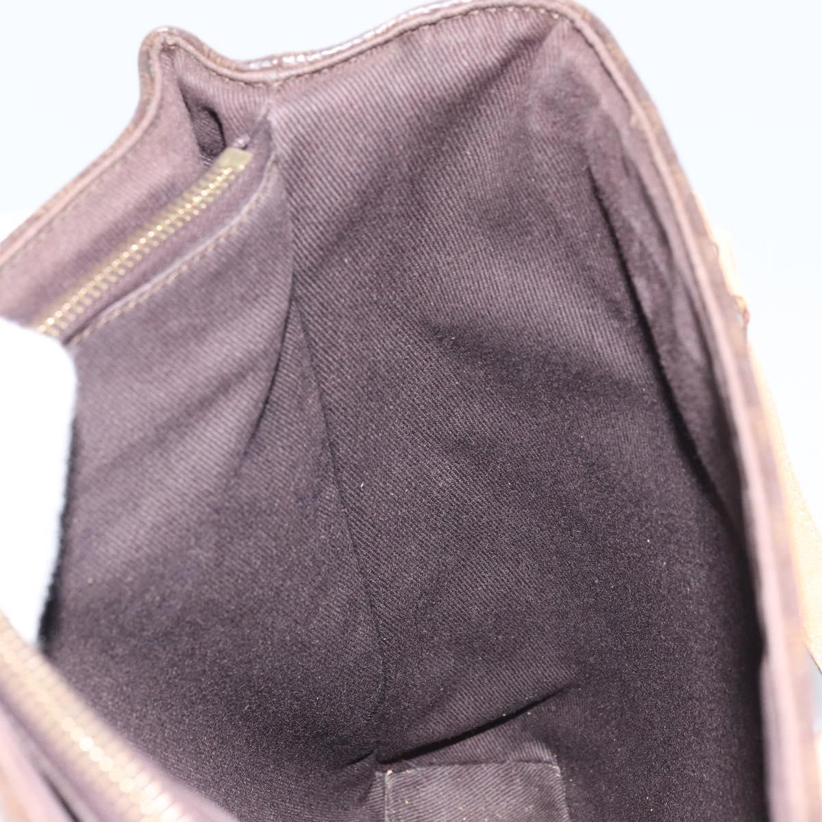CELINE Macadam Canvas Tote Bag PVC Leather Brown Gold Auth BSZ496