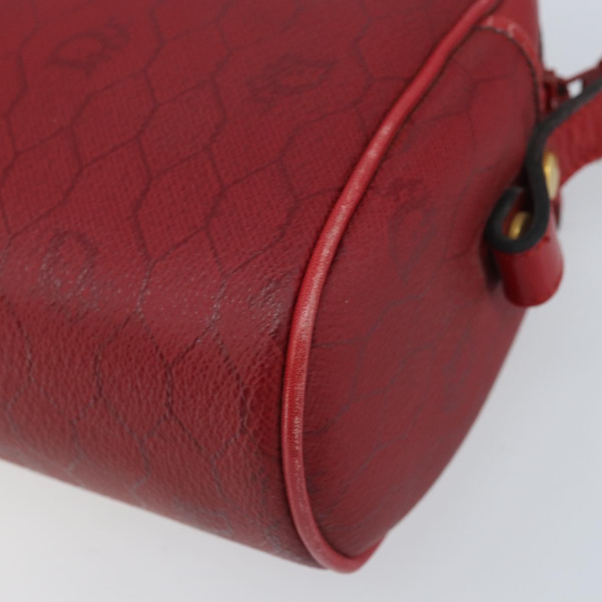 Christian Dior Honeycomb Canvas Shoulder Bag PVC Red Gold Auth BSZ497