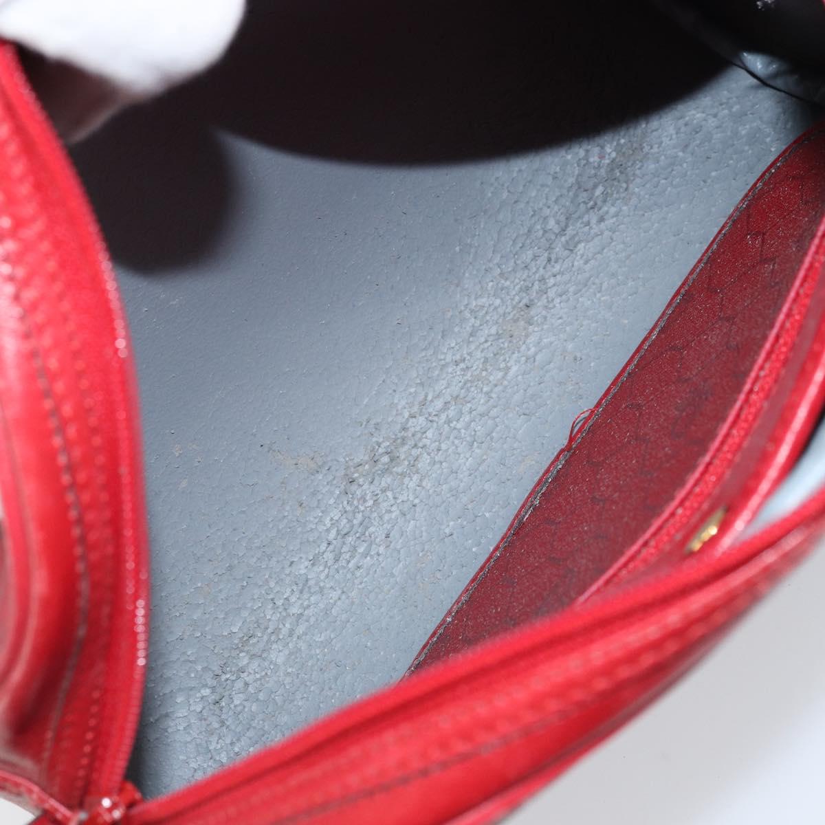 Christian Dior Honeycomb Canvas Shoulder Bag PVC Red Gold Auth BSZ497