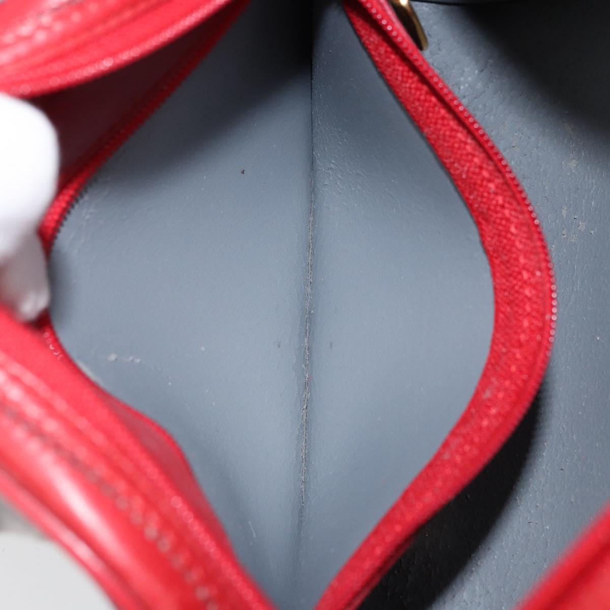 Christian Dior Honeycomb Canvas Shoulder Bag PVC Red Gold Auth BSZ497