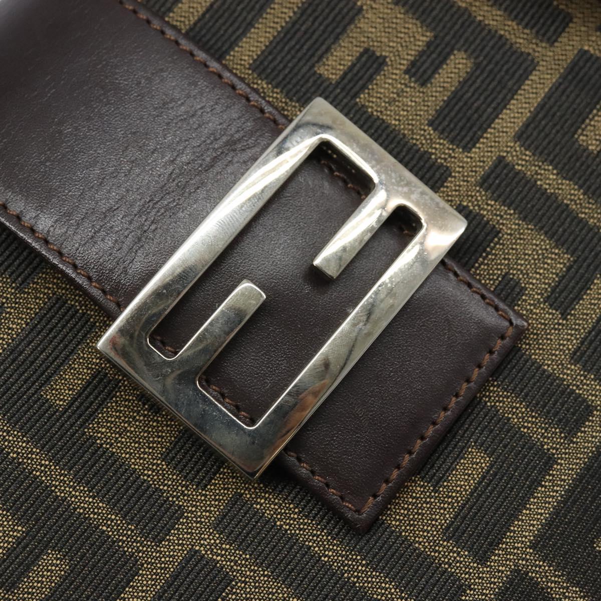 FENDI Zucca Canvas Mamma Baguette Hand Bag Brown Black Auth BSZ501