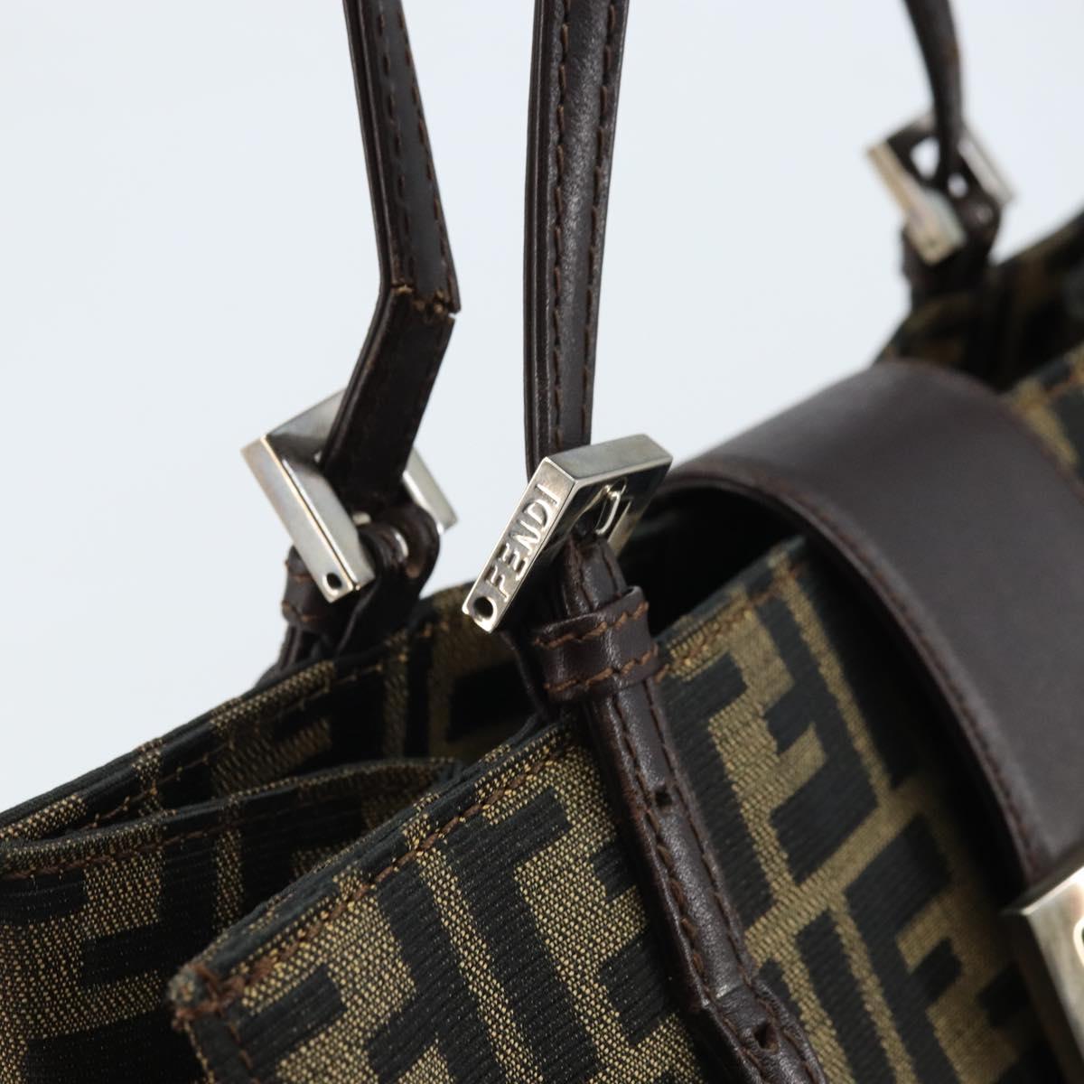 FENDI Zucca Canvas Mamma Baguette Hand Bag Brown Black Auth BSZ501
