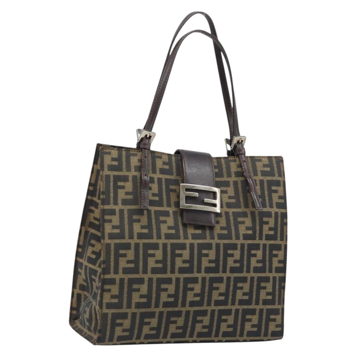 FENDI Zucca Canvas Mamma Baguette Hand Bag Brown Black Auth BSZ501