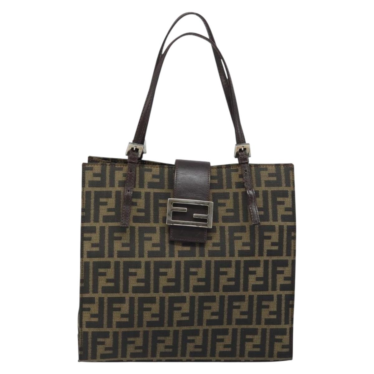 FENDI Zucca Canvas Mamma Baguette Hand Bag Brown Black Auth BSZ501