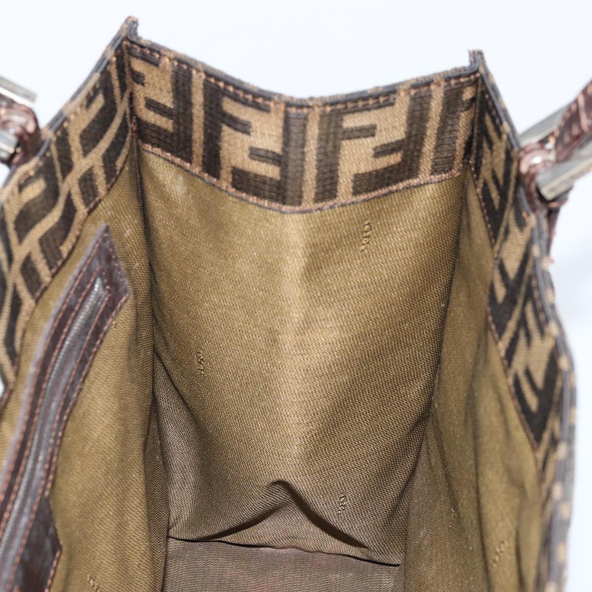 FENDI Zucca Canvas Mamma Baguette Hand Bag Brown Black Auth BSZ501