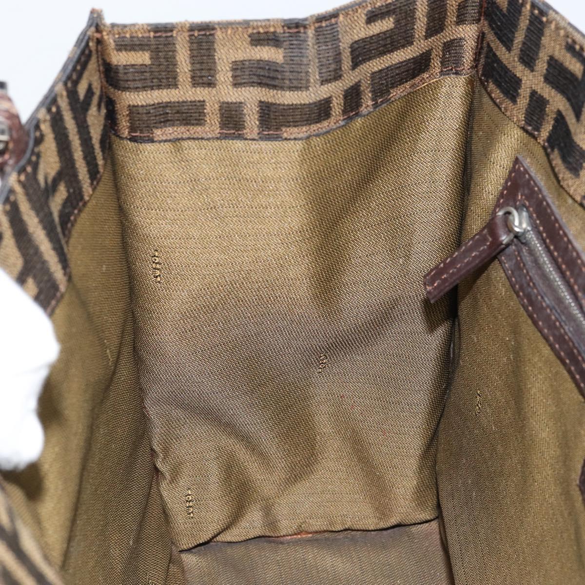 FENDI Zucca Canvas Mamma Baguette Hand Bag Brown Black Auth BSZ501