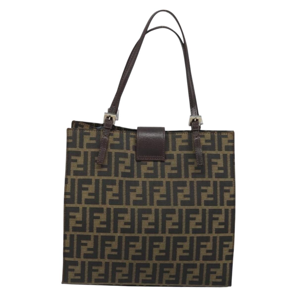 FENDI Zucca Canvas Mamma Baguette Hand Bag Brown Black Auth BSZ501