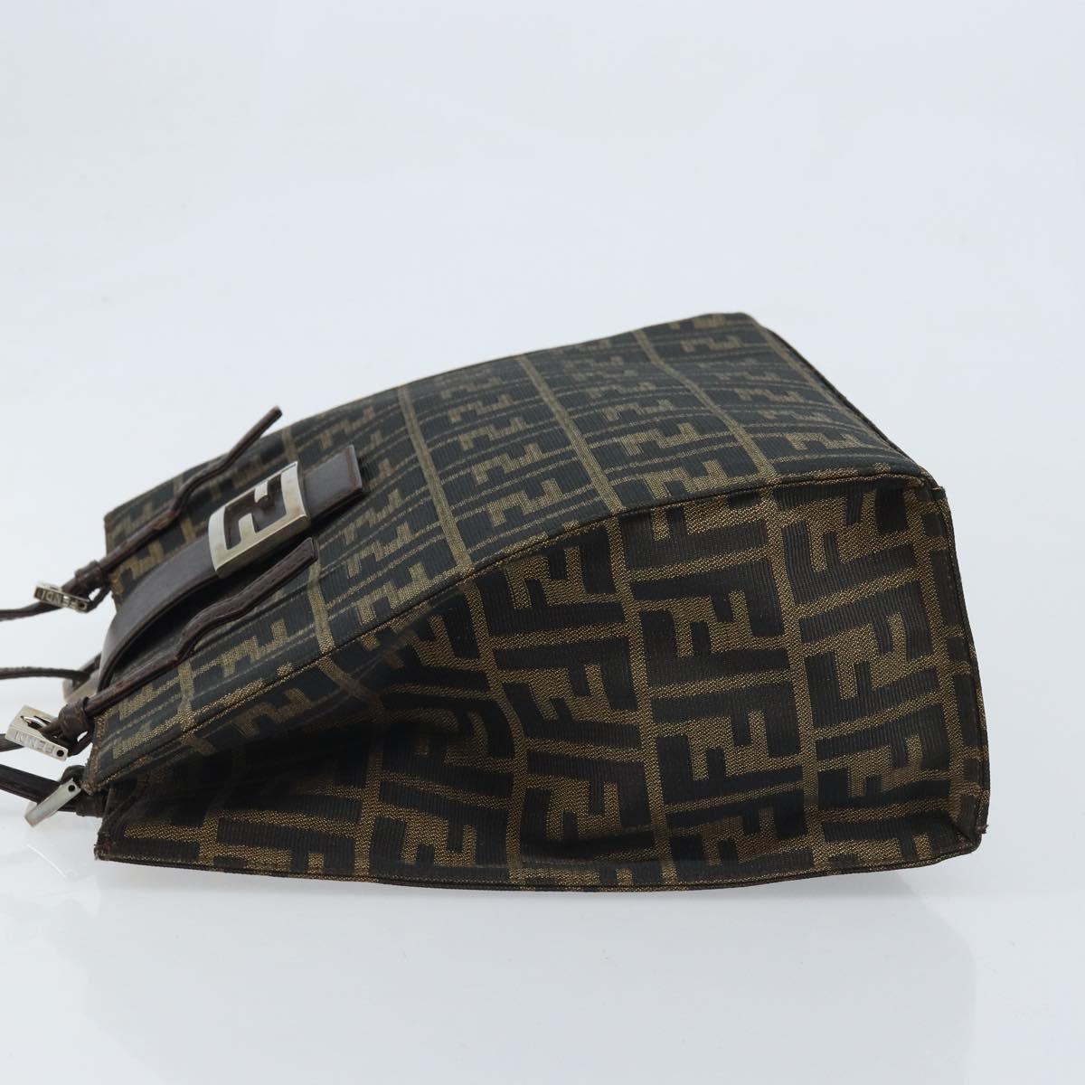 FENDI Zucca Canvas Mamma Baguette Hand Bag Brown Black Auth BSZ501
