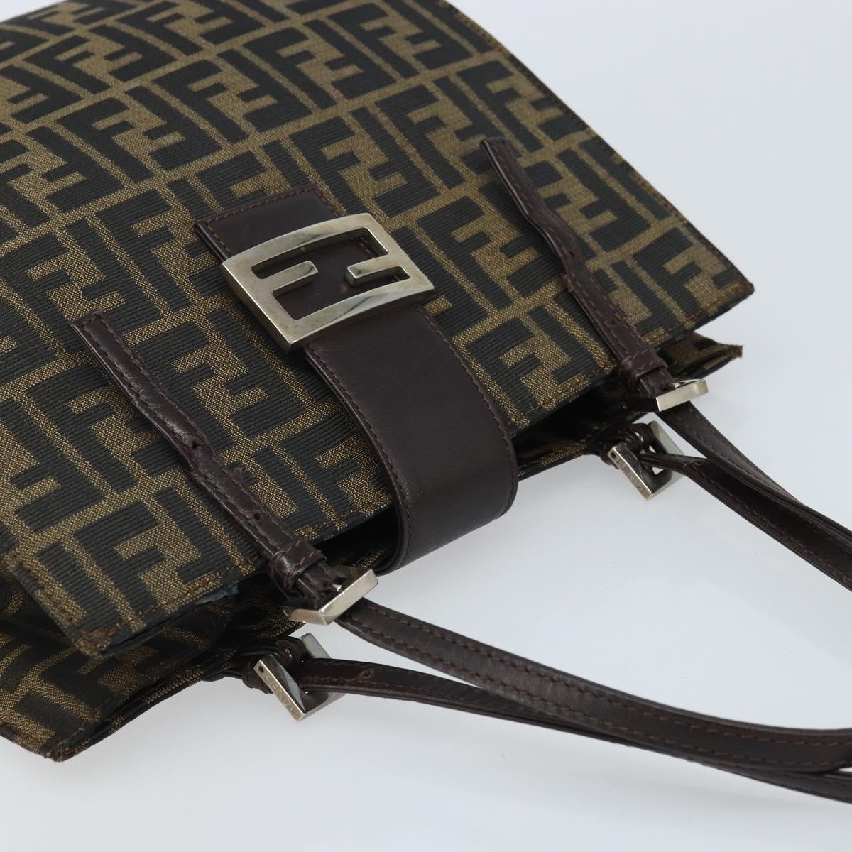 FENDI Zucca Canvas Mamma Baguette Hand Bag Brown Black Auth BSZ501