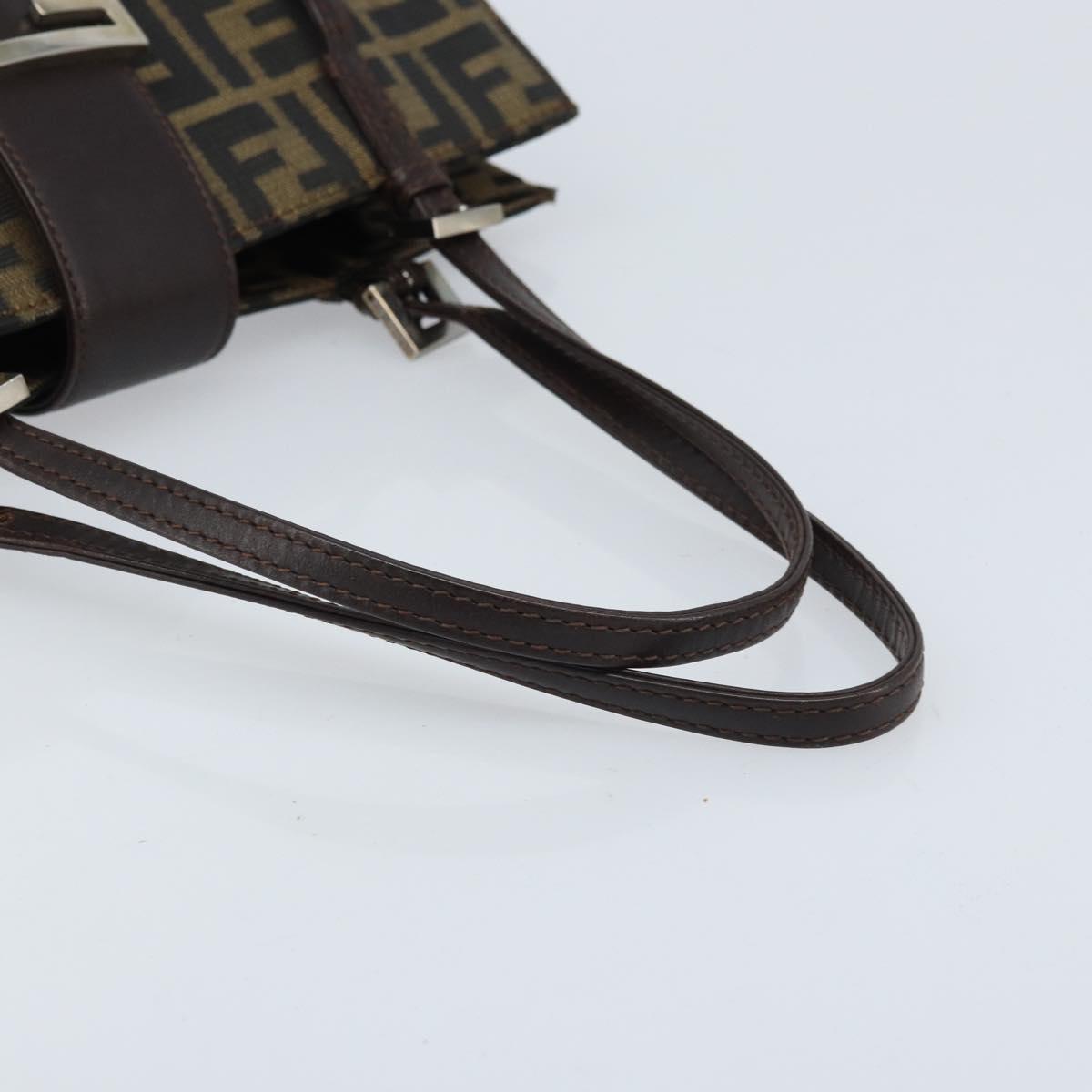 FENDI Zucca Canvas Mamma Baguette Hand Bag Brown Black Auth BSZ501