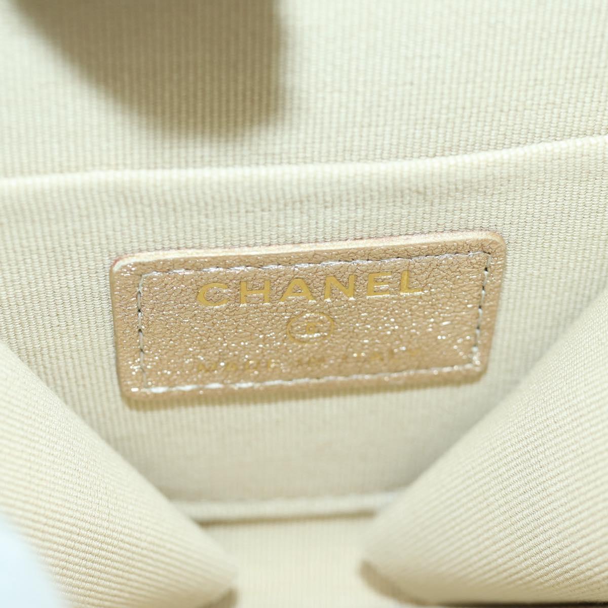 CHANEL Matelasse Air Pods Case & Coin Purse Lamb Skin Gold CC Auth BSZ503SAM