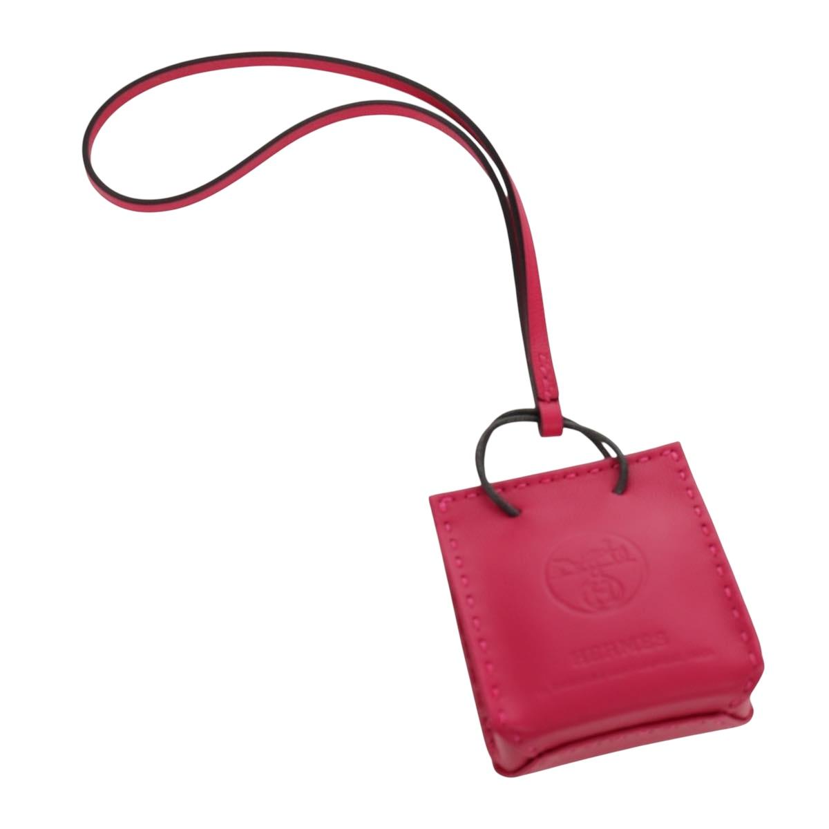 HERMES Sac Orange Charm Leather Pink Auth BSZ504M