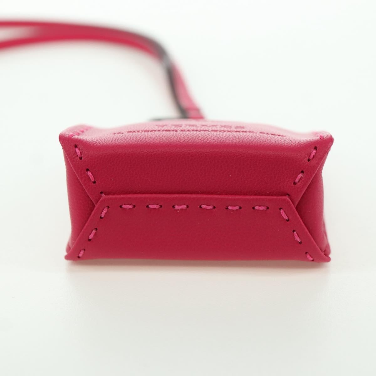 HERMES Sac Orange Charm Leather Pink Auth BSZ504M