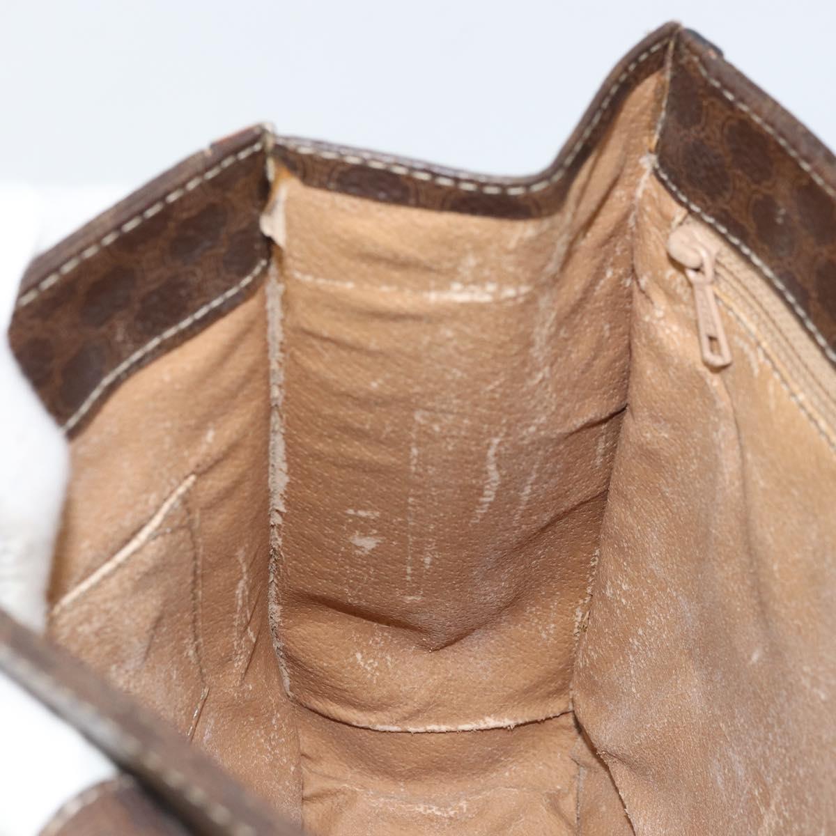 CELINE Macadam Canvas Hand Bag PVC Leather Brown Gold Auth BSZ508