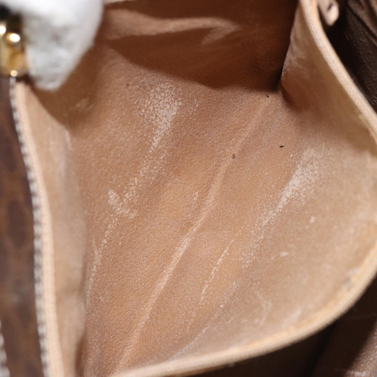 CELINE Macadam Canvas Hand Bag PVC Leather Brown Gold Auth BSZ508