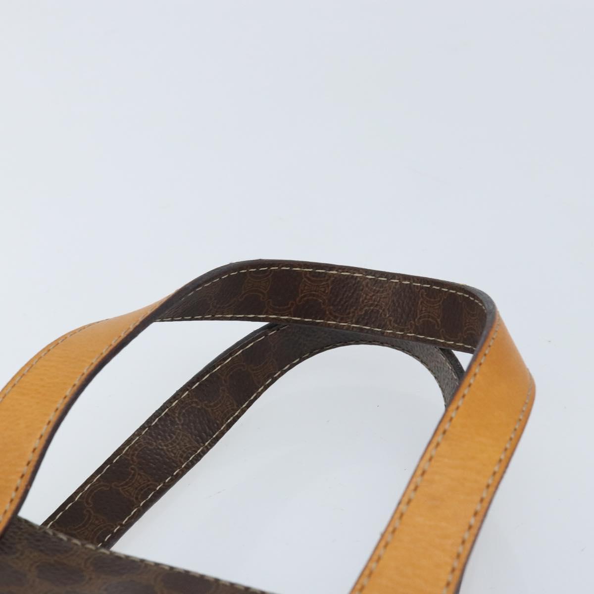 CELINE Macadam Canvas Hand Bag PVC Leather Brown Gold Auth BSZ508