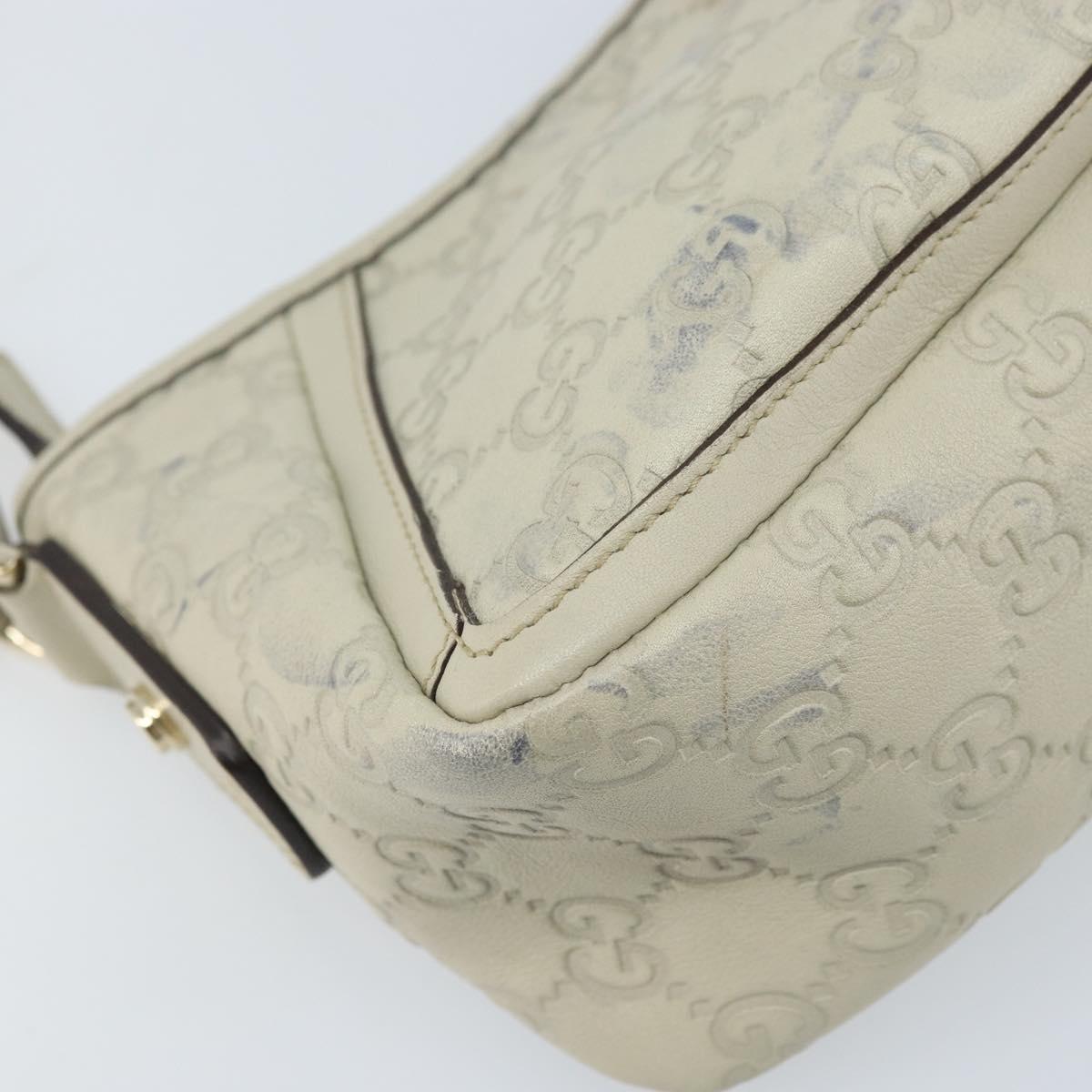 GUCCI GG Canvas Guccissima Abbey Hand Bag Leather Ivory Gold 130939 Auth BSZ532A