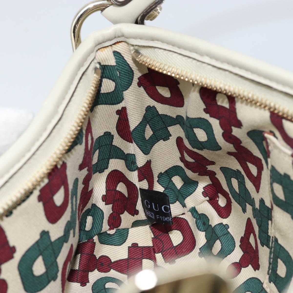 GUCCI GG Canvas Guccissima Abbey Hand Bag Leather Ivory Gold 130939 Auth BSZ532A