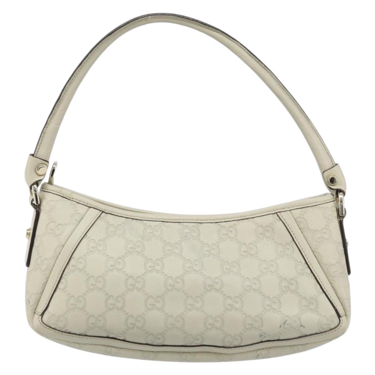 GUCCI GG Canvas Guccissima Abbey Hand Bag Leather Ivory Gold 130939 Auth BSZ532A