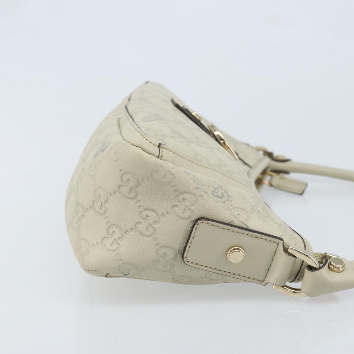 GUCCI GG Canvas Guccissima Abbey Hand Bag Leather Ivory Gold 130939 Auth BSZ532A