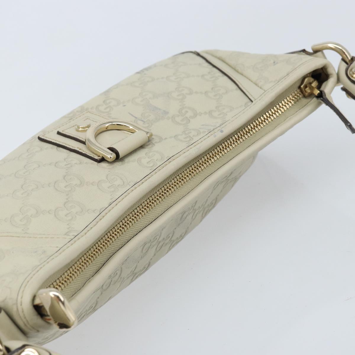 GUCCI GG Canvas Guccissima Abbey Hand Bag Leather Ivory Gold 130939 Auth BSZ532A