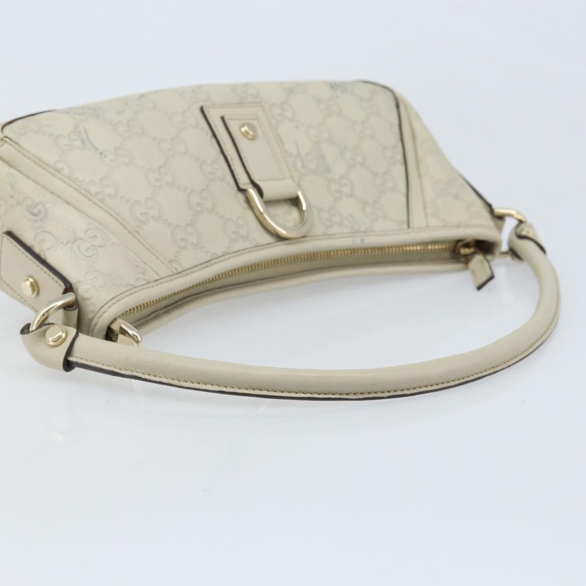 GUCCI GG Canvas Guccissima Abbey Hand Bag Leather Ivory Gold 130939 Auth BSZ532A