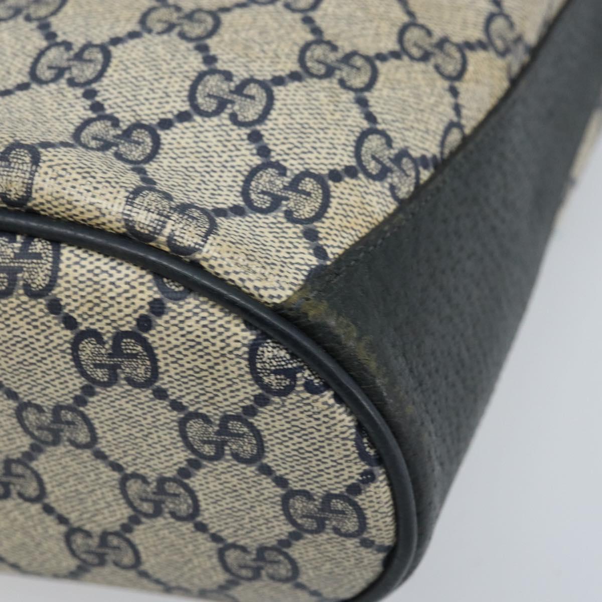 GUCCI GG Supreme Sherry Line Shoulder Bag PVC Navy Gold 904 02 081 Auth BSZ533