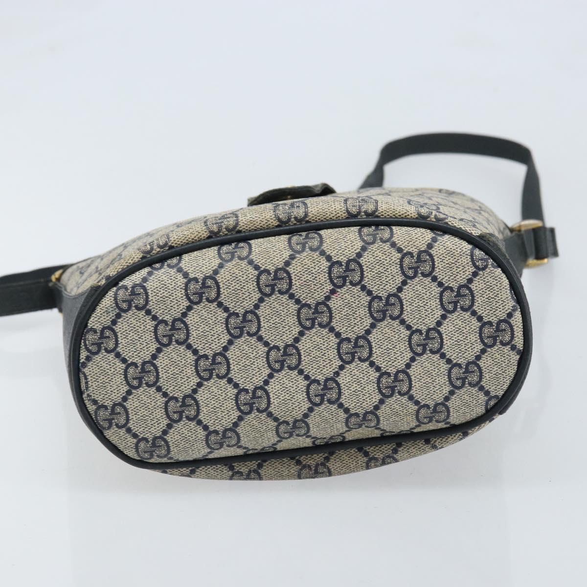 GUCCI GG Supreme Sherry Line Shoulder Bag PVC Navy Gold 904 02 081 Auth BSZ533