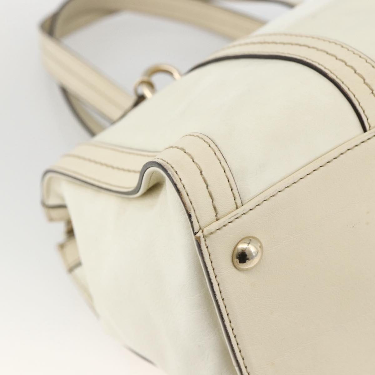 GUCCI Ribbon Hand Bag Leather Ivory Gold 181490 Auth BSZ534A