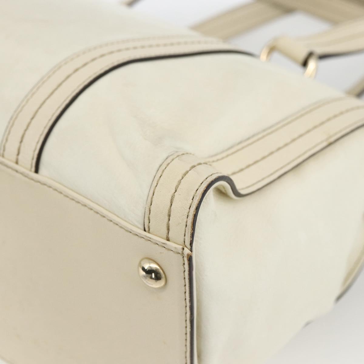 GUCCI Ribbon Hand Bag Leather Ivory Gold 181490 Auth BSZ534A