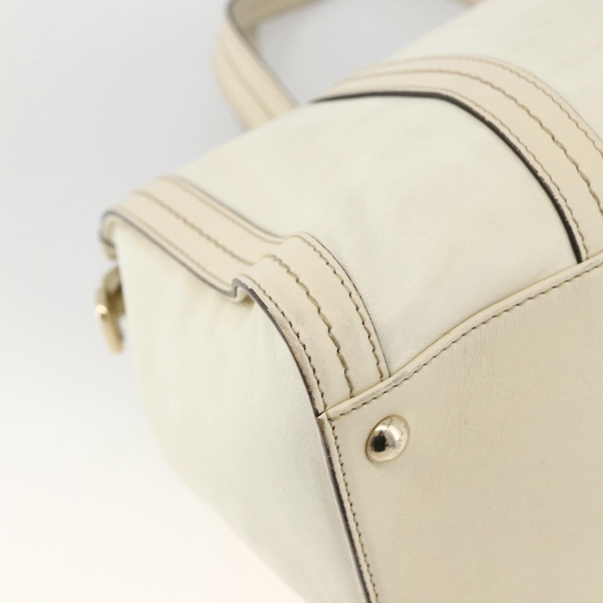 GUCCI Ribbon Hand Bag Leather Ivory Gold 181490 Auth BSZ534A