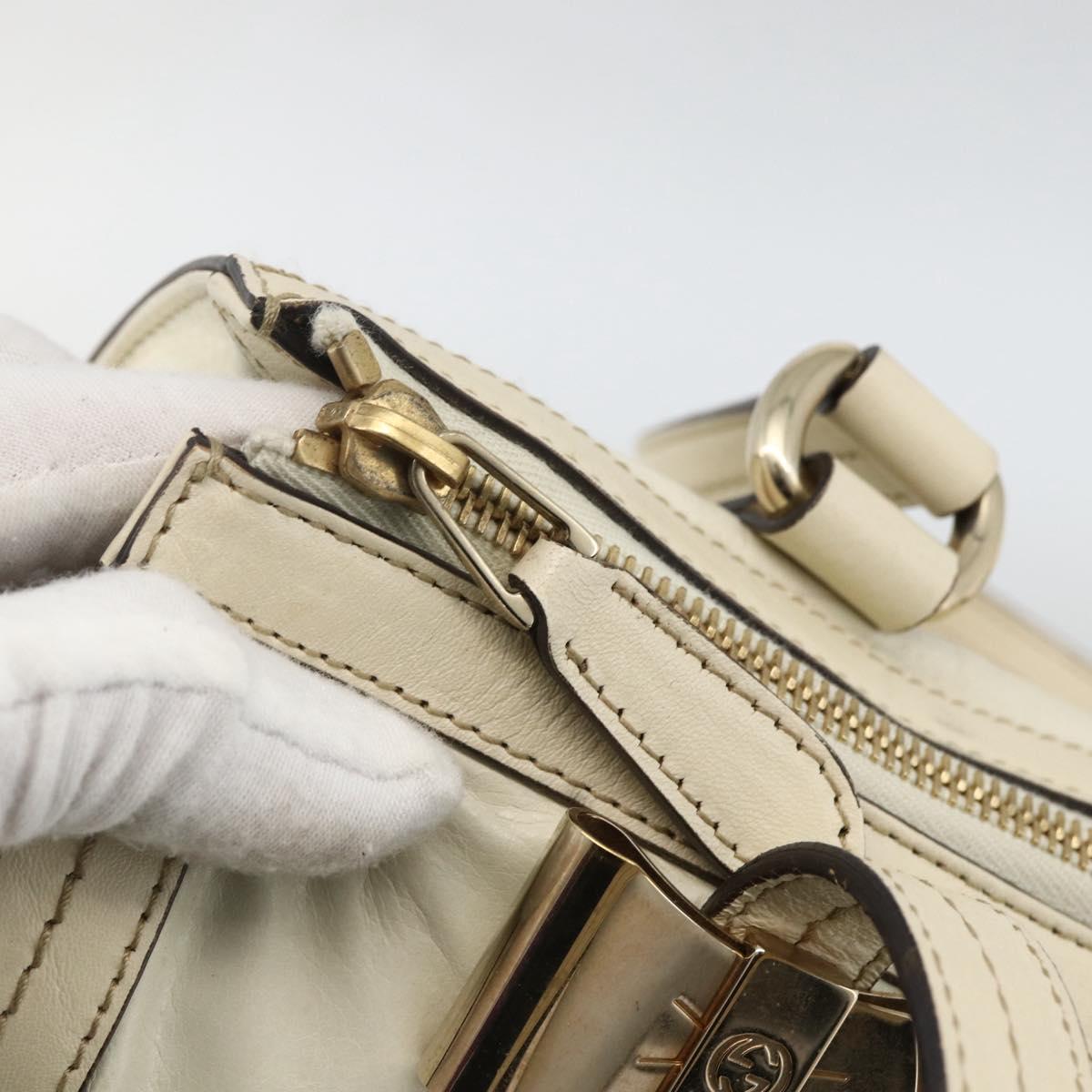 GUCCI Ribbon Hand Bag Leather Ivory Gold 181490 Auth BSZ534A