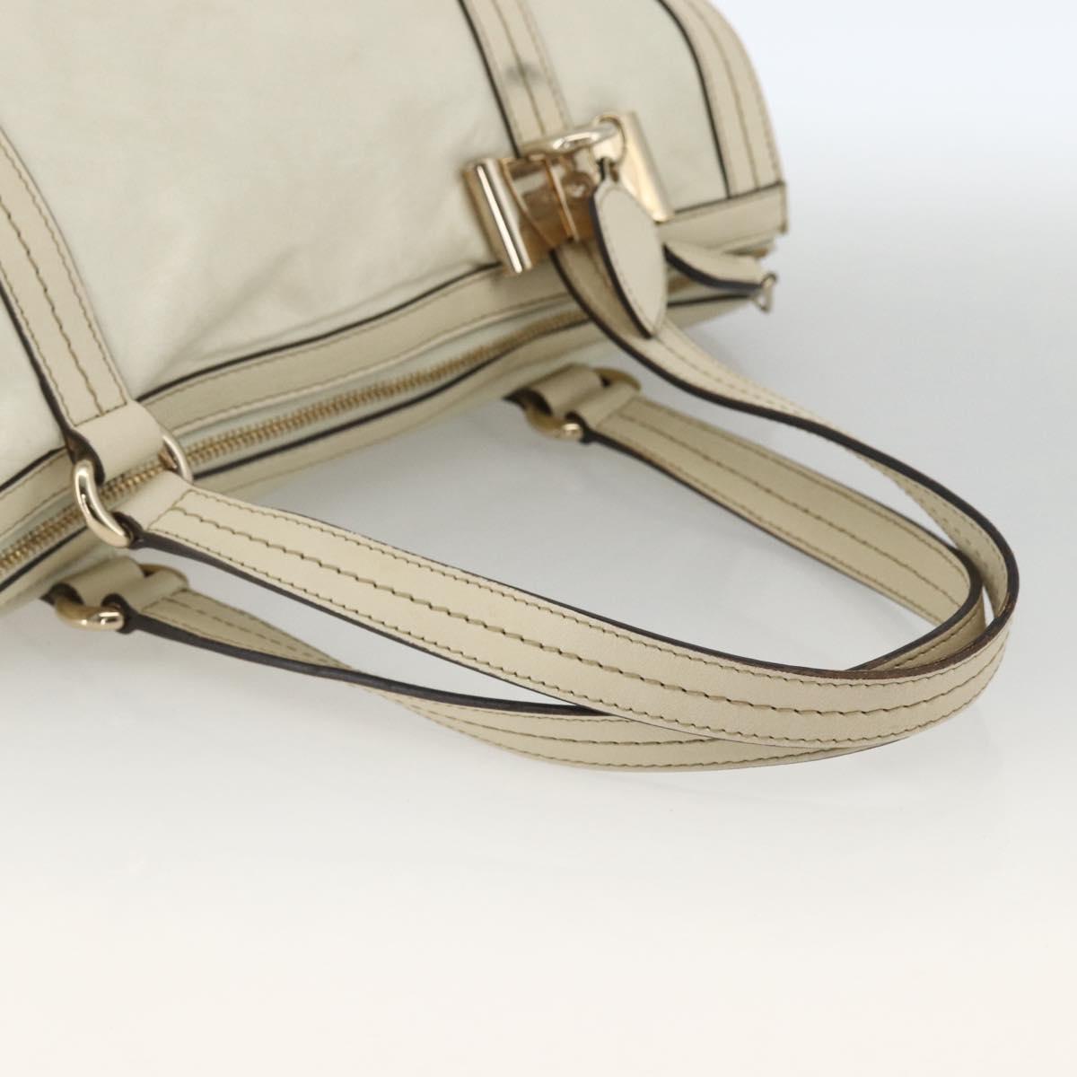 GUCCI Ribbon Hand Bag Leather Ivory Gold 181490 Auth BSZ534A