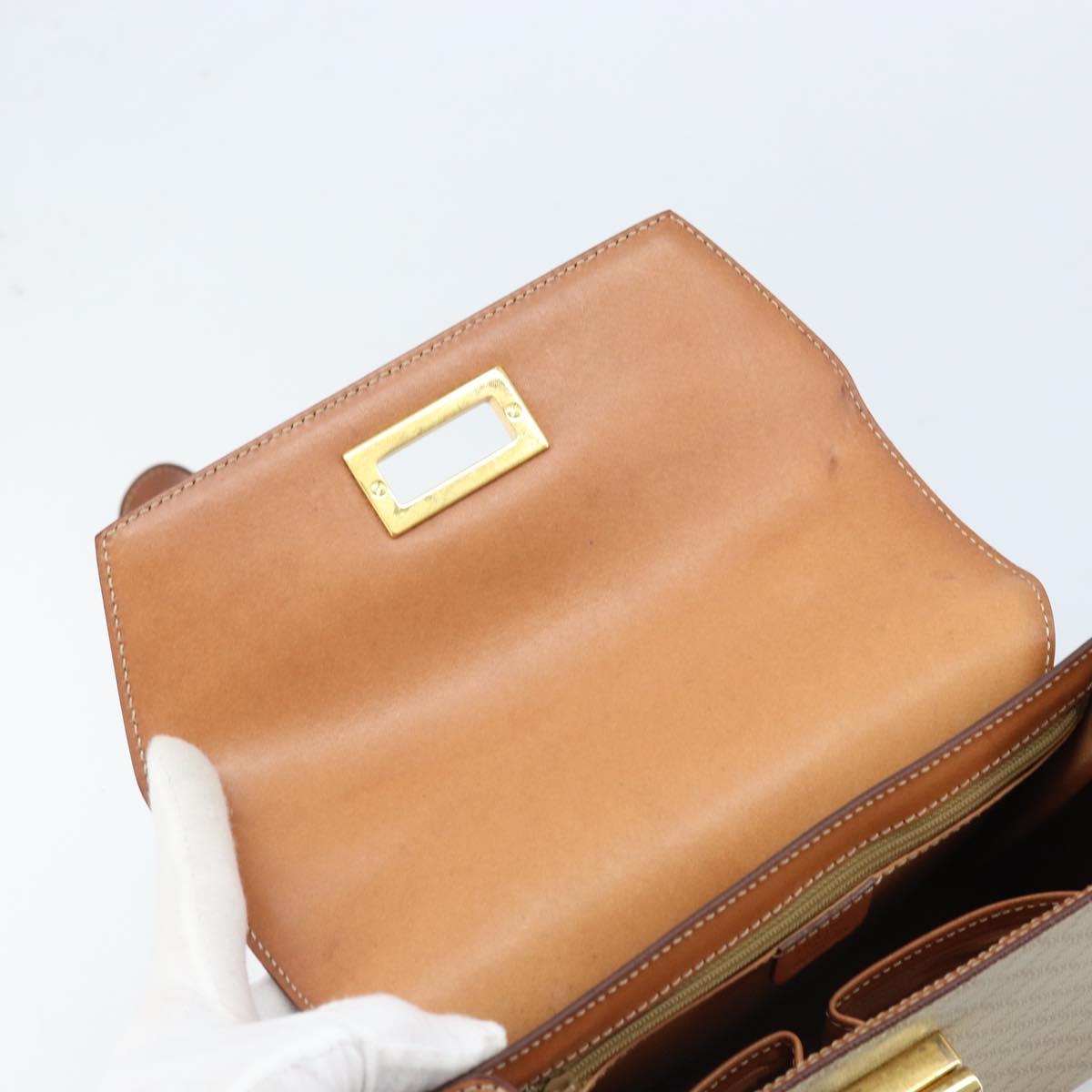 CELINE Macadam Canvas Hand Bag PVC 2way Beige Gold Auth BSZ537A