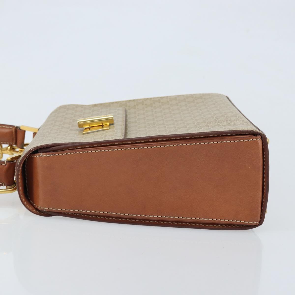 CELINE Macadam Canvas Hand Bag PVC 2way Beige Gold Auth BSZ537A